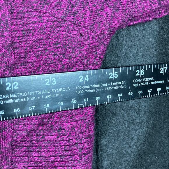 Express Womens Sweater Purple Black Oversized 3/4 Sleeve Knit Tunic Stretch L - Picture 8 of 12